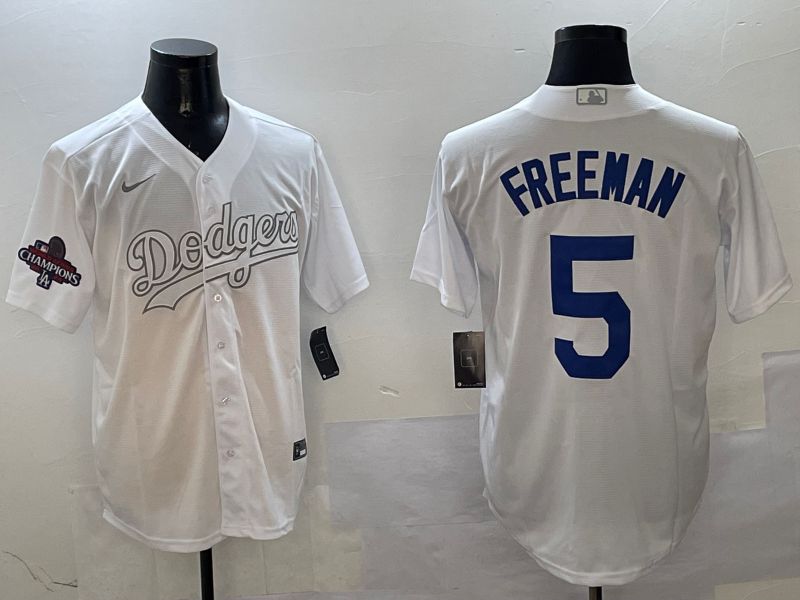 Men Los Angeles Dodgers 5 Freeman White Fashion Edition Game 2025 Nike MLB Jersey style 2